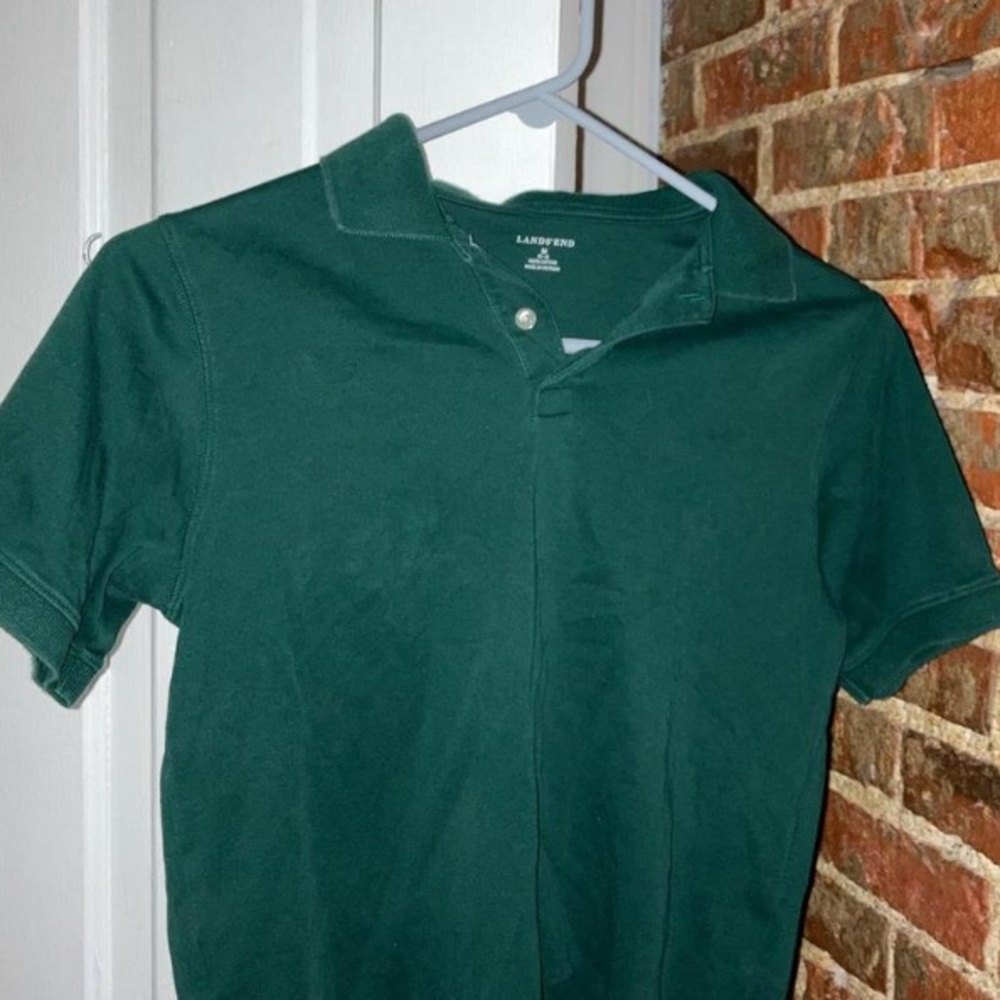 Forest green cropped cotton polo